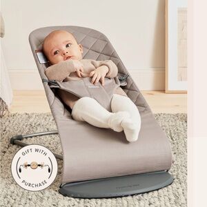 Baby Bjorn Bouncer Bliss sand grey classic quilt EUC